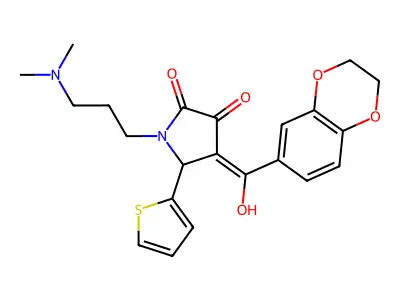 4-(2,3-dihydro-1,4-benzodioxine-6-carbonyl)-1-[3-(dimethylamino)propyl]-3-hydroxy-5-(thiophen-2-yl)-2,5-dihydro-1H-pyrrol-2-one structure