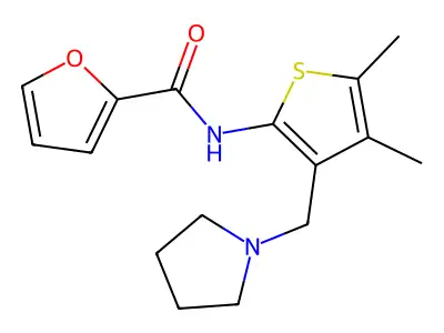 N-[4,5-dimethyl-3-(pyrrolidin-1-ylmethyl)thiophen-2-yl]furan-2-carboxamide structure