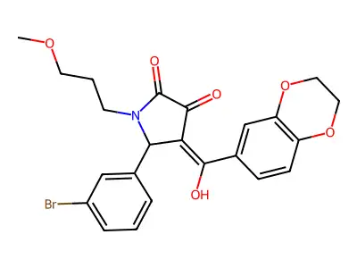5-(3-bromophenyl)-4-(2,3-dihydro-1,4-benzodioxine-6-carbonyl)-3-hydroxy-1-(3-methoxypropyl)-2,5-dihydro-1H-pyrrol-2-one structure