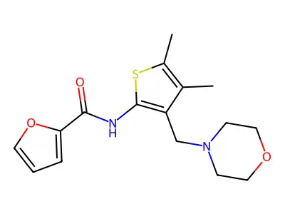 N-[4,5-dimethyl-3-(morpholin-4-ylmethyl)thiophen-2-yl]furan-2-carboxamide structure