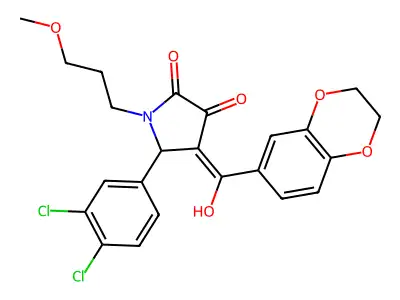 5-(3,4-dichlorophenyl)-4-(2,3-dihydro-1,4-benzodioxine-6-carbonyl)-3-hydroxy-1-(3-methoxypropyl)-2,5-dihydro-1H-pyrrol-2-one structure