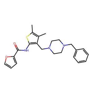 N-(3-((4-benzylpiperazin-1-yl)methyl)-4,5-dimethylthiophen-2-yl)furan-2-carboxamide structure