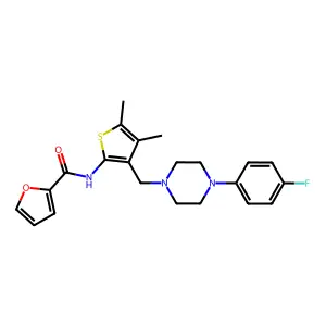 N-(3-((4-(4-fluorophenyl)piperazin-1-yl)methyl)-4,5-dimethylthiophen-2-yl)furan-2-carboxamide structure