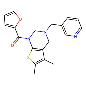 [5,6-dimethyl-3-(pyridin-3-ylmethyl)-3,4-dihydrothieno[2,3-d]pyrimidin-1(2H)-yl](furan-2-yl)methanone structure
