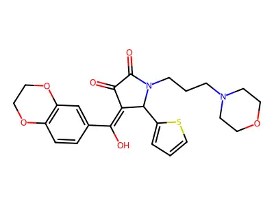 4-(2,3-dihydro-1,4-benzodioxine-6-carbonyl)-3-hydroxy-1-[3-(morpholin-4-yl)propyl]-5-(thiophen-2-yl)-2,5-dihydro-1H-pyrrol-2-one structure