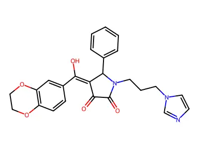 4-(2,3-dihydro-1,4-benzodioxine-6-carbonyl)-3-hydroxy-1-[3-(1H-imidazol-1-yl)propyl]-5-phenyl-2,5-dihydro-1H-pyrrol-2-one structure