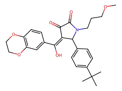 5-(4-tert-butylphenyl)-4-(2,3-dihydro-1,4-benzodioxine-6-carbonyl)-3-hydroxy-1-(3-methoxypropyl)-2,5-dihydro-1H-pyrrol-2-one structure