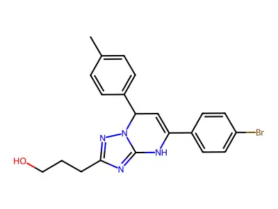 3-[5-(4-bromophenyl)-7-(4-methylphenyl)-4,7-dihydro[1,2,4]triazolo[1,5-a]pyrimidin-2-yl]propan-1-ol structure