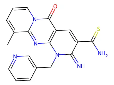 2-Imino-10-methyl-5-oxo-1-(pyridin-3-ylmethyl)-2,5-dihydro-1H-dipyrido[1,2-a:2',3'-d]pyrimidine-3-carbothioamide structure