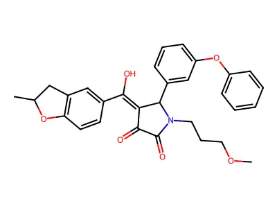 3-hydroxy-1-(3-methoxypropyl)-4-(2-methyl-2,3-dihydro-1-benzofuran-5-carbonyl)-5-(3-phenoxyphenyl)-2,5-dihydro-1H-pyrrol-2-one structure