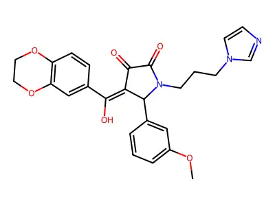 4-(2,3-dihydro-1,4-benzodioxine-6-carbonyl)-3-hydroxy-1-[3-(1H-imidazol-1-yl)propyl]-5-(3-methoxyphenyl)-2,5-dihydro-1H-pyrrol-2-one structure