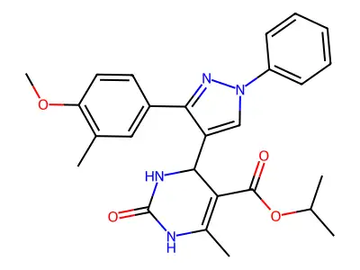 isopropyl 4-(3-(4-methoxy-3-methylphenyl)-1-phenyl-1H-pyrazol-4-yl)-6-methyl-2-oxo-1,2,3,4-tetrahydropyrimidine-5-carboxylate structure