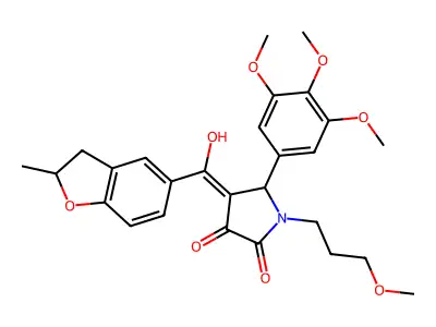 3-hydroxy-1-(3-methoxypropyl)-4-(2-methyl-2,3-dihydro-1-benzofuran-5-carbonyl)-5-(3,4,5-trimethoxyphenyl)-2,5-dihydro-1H-pyrrol-2-one structure