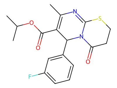 isopropyl 6-(3-fluorophenyl)-8-methyl-4-oxo-3,4-dihydro-2H,6H-pyrimido[2,1-b][1,3]thiazine-7-carboxylate structure