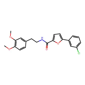 5-(3-chlorophenyl)-N-[2-(3,4-dimethoxyphenyl)ethyl]furan-2-carboxamide structure