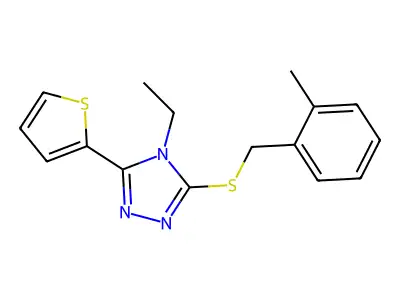 4-Ethyl-3-((2-methylbenzyl)thio)-5-(2-thienyl)-4H-1,2,4-triazole structure