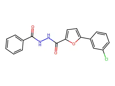N'-benzoyl-5-(3-chlorophenyl)furan-2-carbohydrazide structure