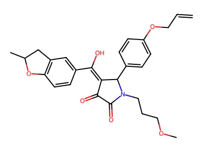 3-hydroxy-1-(3-methoxypropyl)-4-(2-methyl-2,3-dihydro-1-benzofuran-5-carbonyl)-5-[4-(prop-2-en-1-yloxy)phenyl]-2,5-dihydro-1H-pyrrol-2-one structure