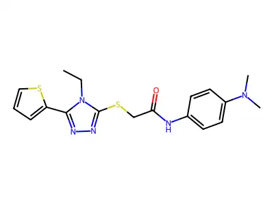 N-[4-(dimethylamino)phenyl]-2-{[4-ethyl-5-(thiophen-2-yl)-4H-1,2,4-triazol-3-yl]sulfanyl}acetamide structure