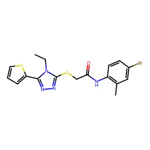 N-(4-Bromo-2-methylphenyl)-2-((4-ethyl-5-(thiophen-2-yl)-4H-1,2,4-triazol-3-yl)thio)acetamide structure