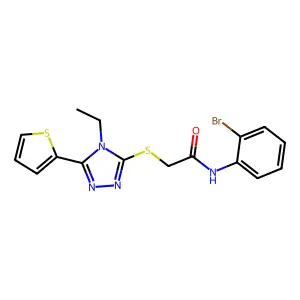 N-(2-Bromophenyl)-2-((4-ethyl-5-(2-thienyl)-4H-1,2,4-triazol-3-YL)thio)acetamide structure