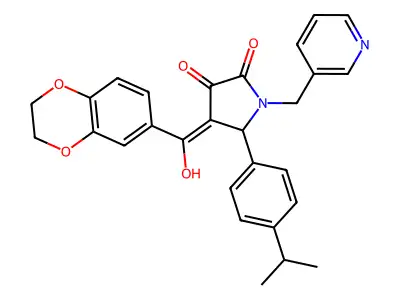 4-(2,3-dihydro-1,4-benzodioxine-6-carbonyl)-3-hydroxy-5-[4-(propan-2-yl)phenyl]-1-[(pyridin-3-yl)methyl]-2,5-dihydro-1H-pyrrol-2-one structure