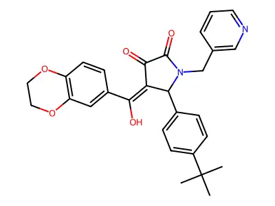 5-(4-tert-butylphenyl)-4-(2,3-dihydro-1,4-benzodioxine-6-carbonyl)-3-hydroxy-1-[(pyridin-3-yl)methyl]-2,5-dihydro-1H-pyrrol-2-one structure