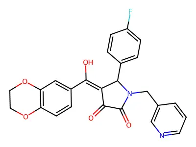 4-(2,3-dihydro-1,4-benzodioxine-6-carbonyl)-5-(4-fluorophenyl)-3-hydroxy-1-[(pyridin-3-yl)methyl]-2,5-dihydro-1H-pyrrol-2-one structure