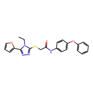 2-((4-Ethyl-5-(2-furyl)-4H-1,2,4-triazol-3-YL)thio)-N-(4-phenoxyphenyl)acetamide structure