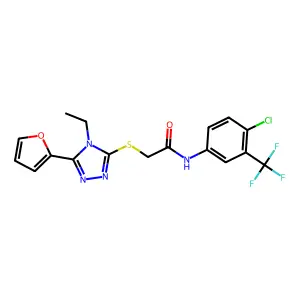 N-[4-chloro-3-(trifluoromethyl)phenyl]-2-{[4-ethyl-5-(furan-2-yl)-4H-1,2,4-triazol-3-yl]sulfanyl}acetamide structure