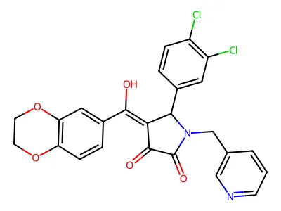 5-(3,4-dichlorophenyl)-4-(2,3-dihydro-1,4-benzodioxine-6-carbonyl)-3-hydroxy-1-[(pyridin-3-yl)methyl]-2,5-dihydro-1H-pyrrol-2-one structure