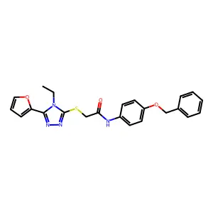 N-(4-(Benzyloxy)PH)-2-((4-ethyl-5-(2-furyl)-4H-1,2,4-triazol-3-YL)thio)acetamide structure