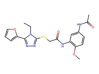 N-(5-acetamido-2-methoxyphenyl)-2-{[4-ethyl-5-(furan-2-yl)-4H-1,2,4-triazol-3-yl]sulfanyl}acetamide structure