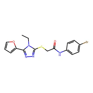 N-(4-Bromophenyl)-2-((4-ethyl-5-(2-furyl)-4H-1,2,4-triazol-3-YL)thio)acetamide structure