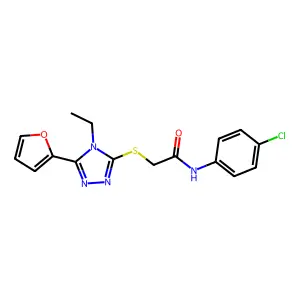 N-(4-Chlorophenyl)-2-((4-ethyl-5-(2-furyl)-4H-1,2,4-triazol-3-YL)thio)acetamide structure
