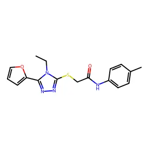 2-((4-Ethyl-5-(2-furyl)-4H-1,2,4-triazol-3-YL)thio)-N-(4-methylphenyl)acetamide structure