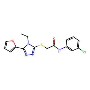 N-(3-Chlorophenyl)-2-((4-ethyl-5-(2-furyl)-4H-1,2,4-triazol-3-YL)thio)acetamide structure