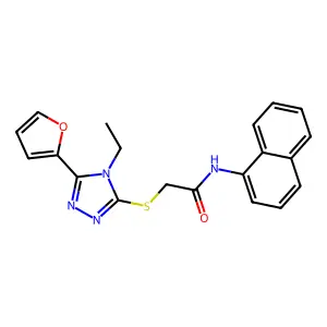 2-((4-Ethyl-5-(2-furyl)-4H-1,2,4-triazol-3-YL)thio)-N-(1-naphthyl)acetamide structure