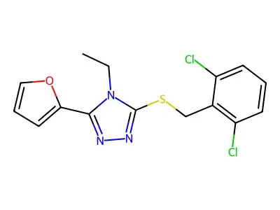 2,6-Dichlorobenzyl 4-ethyl-5-(2-furyl)-4H-1,2,4-triazol-3-YL sulfide structure