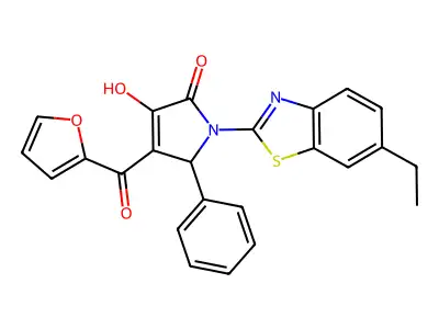 1-(6-ethylbenzo[d]thiazol-2-yl)-4-(furan-2-carbonyl)-3-hydroxy-5-phenyl-1H-pyrrol-2(5H)-one structure