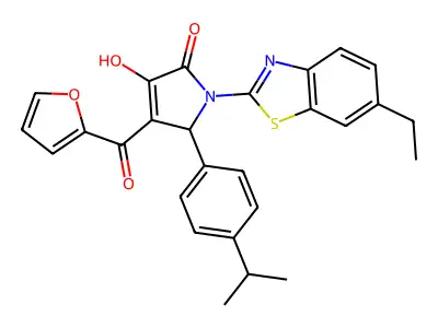 (4E)-1-(6-ethyl-1,3-benzothiazol-2-yl)-4-[furan-2-yl(hydroxy)methylidene]-5-[4-(propan-2-yl)phenyl]pyrrolidine-2,3-dione structure