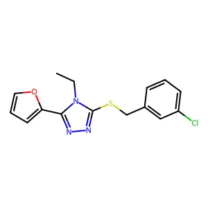 3-((3-Chlorobenzyl)thio)-4-ethyl-5-(2-furyl)-4H-1,2,4-triazole structure
