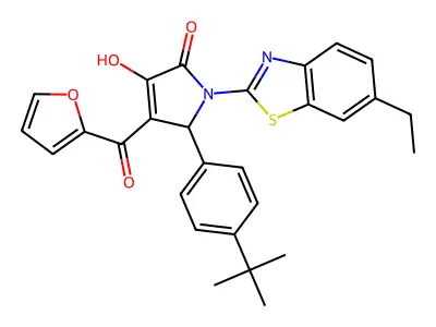 (4E)-5-(4-tert-butylphenyl)-1-(6-ethyl-1,3-benzothiazol-2-yl)-4-[furan-2-yl(hydroxy)methylidene]pyrrolidine-2,3-dione structure