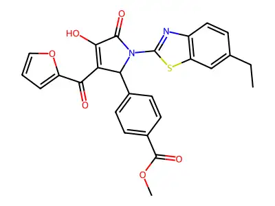 methyl 4-{(3E)-1-(6-ethyl-1,3-benzothiazol-2-yl)-3-[furan-2-yl(hydroxy)methylidene]-4,5-dioxopyrrolidin-2-yl}benzoate structure