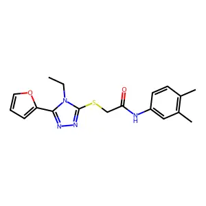 N-(3,4-Dimethylphenyl)-2-((4-ET-5-(2-furyl)-4H-1,2,4-triazol-3-YL)thio)acetamide structure