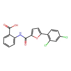 2-({[5-(2,4-Dichlorophenyl)furan-2-yl]carbonyl}amino)benzoic acid structure