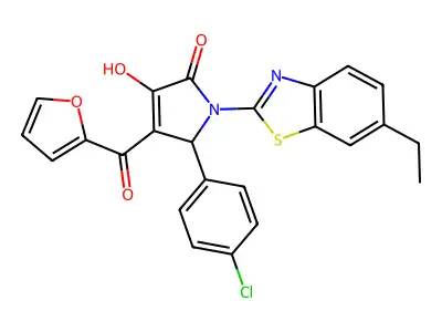 5-(4-Chlorophenyl)-1-(6-ethylbenzothiazol-2-yl)-4-(2-furylcarbonyl)-3-hydroxy-3-pyrrolin-2-one structure