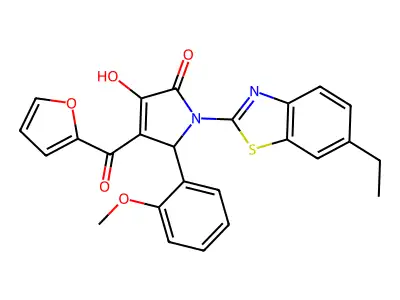 1-(6-Ethylbenzothiazol-2-yl)-4-(2-furylcarbonyl)-3-hydroxy-5-(2-methoxyphenyl)-3-pyrrolin-2-one structure