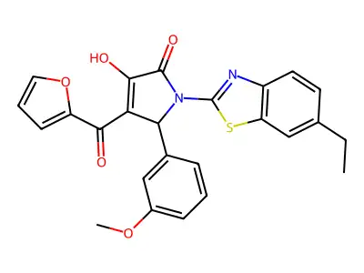 1-(6-Ethylbenzothiazol-2-yl)-4-(2-furylcarbonyl)-3-hydroxy-5-(3-methoxyphenyl)-3-pyrrolin-2-one structure