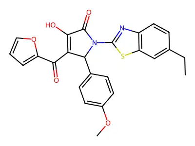 1-(6-Ethylbenzothiazol-2-yl)-4-(2-furylcarbonyl)-3-hydroxy-5-(4-methoxyphenyl)-3-pyrrolin-2-one structure
